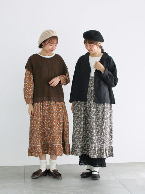 Samansa Mos2「【WEB限定】胸元配色花柄ワンピース」|ワンピース|