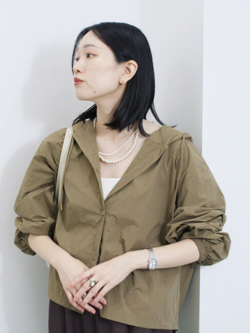 Samansa Mos2 blue「◎フードドロストシャツ」|シャツ・ブラウス|ブラウン