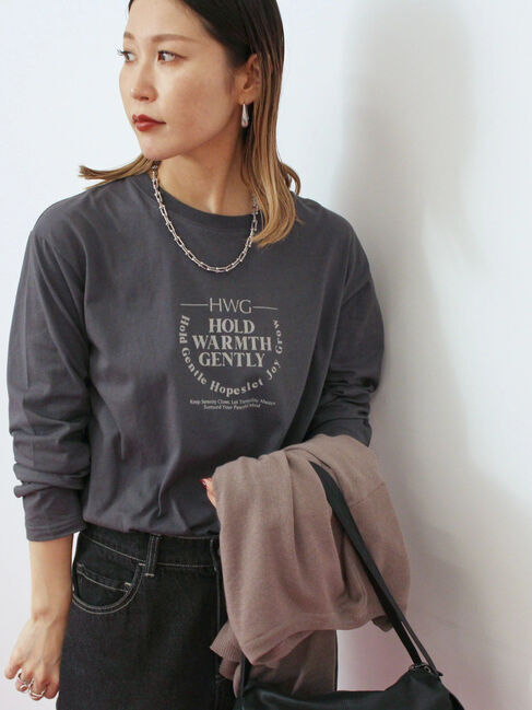 Samansa Mos2 blue「アソートプリントロンT」|Tシャツ・カットソー|