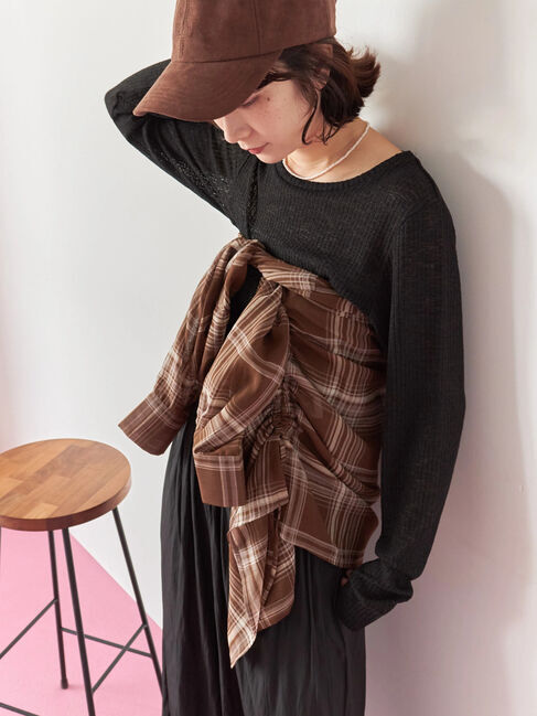 Samansa Mos2 blue「シアーリブロンT」|Tシャツ・カットソー|