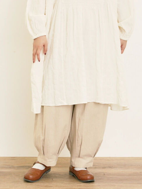 Samansa Mos2「ストライプツイル裾タックパンツ」|その他|