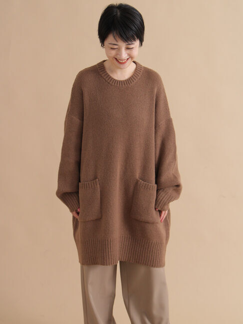 sm2rhythm「モヘヤライクニットチュニックワンピース」|ワンピース|ブラウン