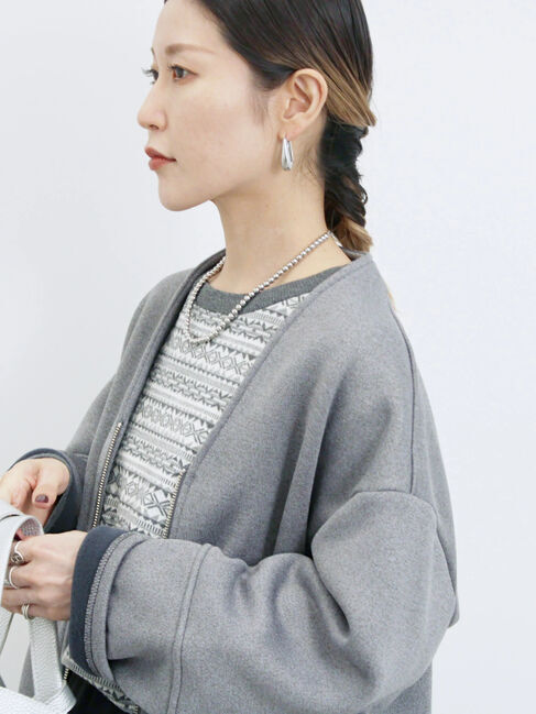 Samansa Mos2 blue「【マシンウォッシャブル】マルチスタイルボンディングブルゾン」|ブルゾン・スタジャン|