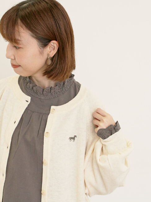 Samansa Mos2「刺繍入りパフスリーブカーディガン」|カーディガン|