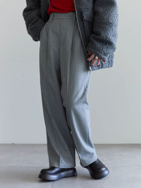 Samansa Mos2 blue「ヘリンボーンストレートパンツ」|その他|