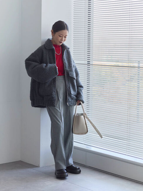 Samansa Mos2 blue「ヘリンボーンストレートパンツ」|その他|