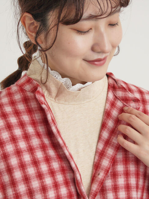 Samansa Mos2「【保温加工】衿レース重ね着風タートルインナー」|Tシャツ・カットソー|ベージュ