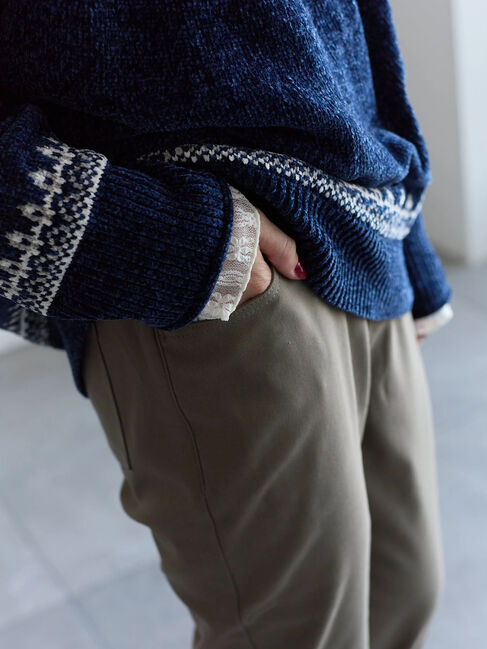 Samansa Mos2 blue「裏起毛ストレッチパンツ」|その他|