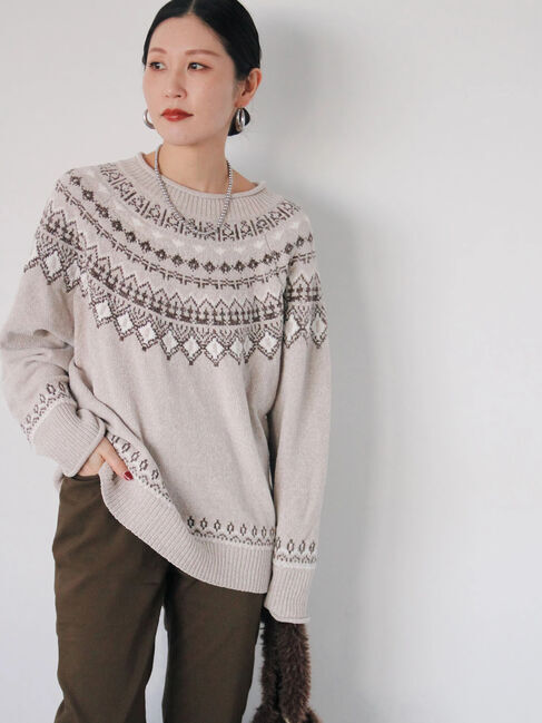 Samansa Mos2 blue「求心ラメモールニットプルオーバー」|ニット・セーター|