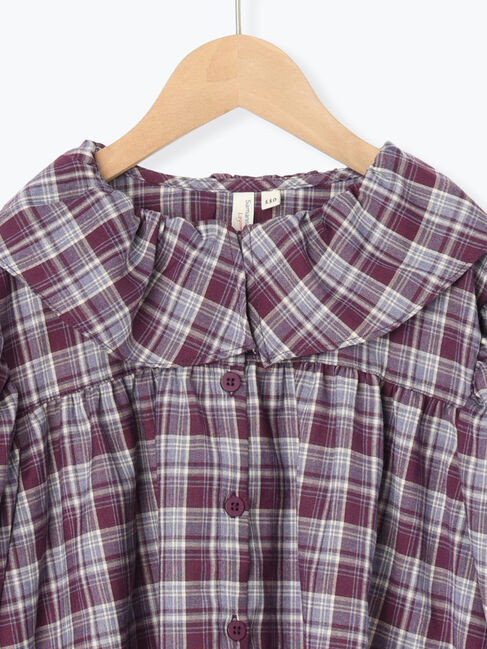 Samansa Mos2 Lagom「チェックフリル襟ブラウス」|シャツ・ブラウス|