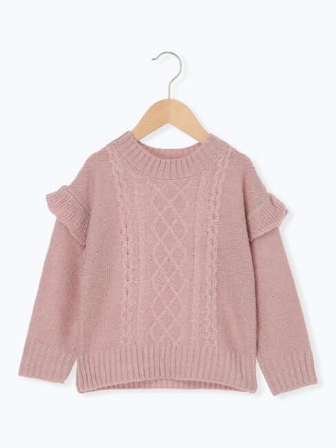 Samansa Mos2 Lagom「【マシンウォッシャブル】肩フリルケーブル編みニット」|ニット・セーター|