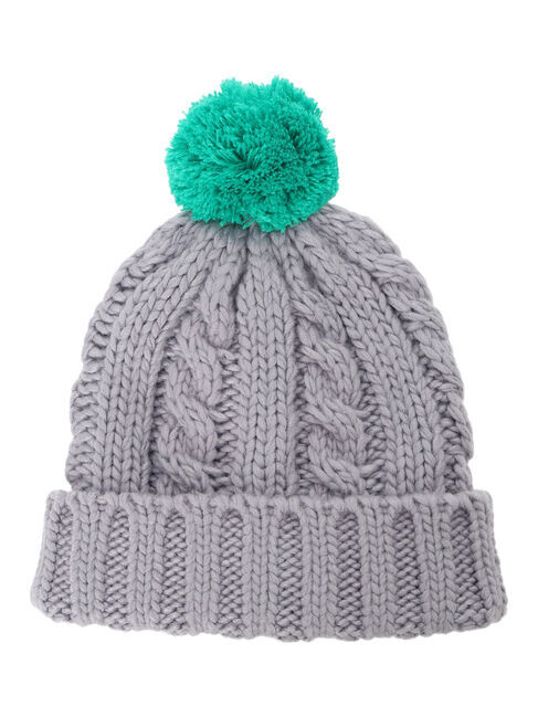 Samansa Mos2 Lagom「配色ポンポンニット帽」|その他|グレー
