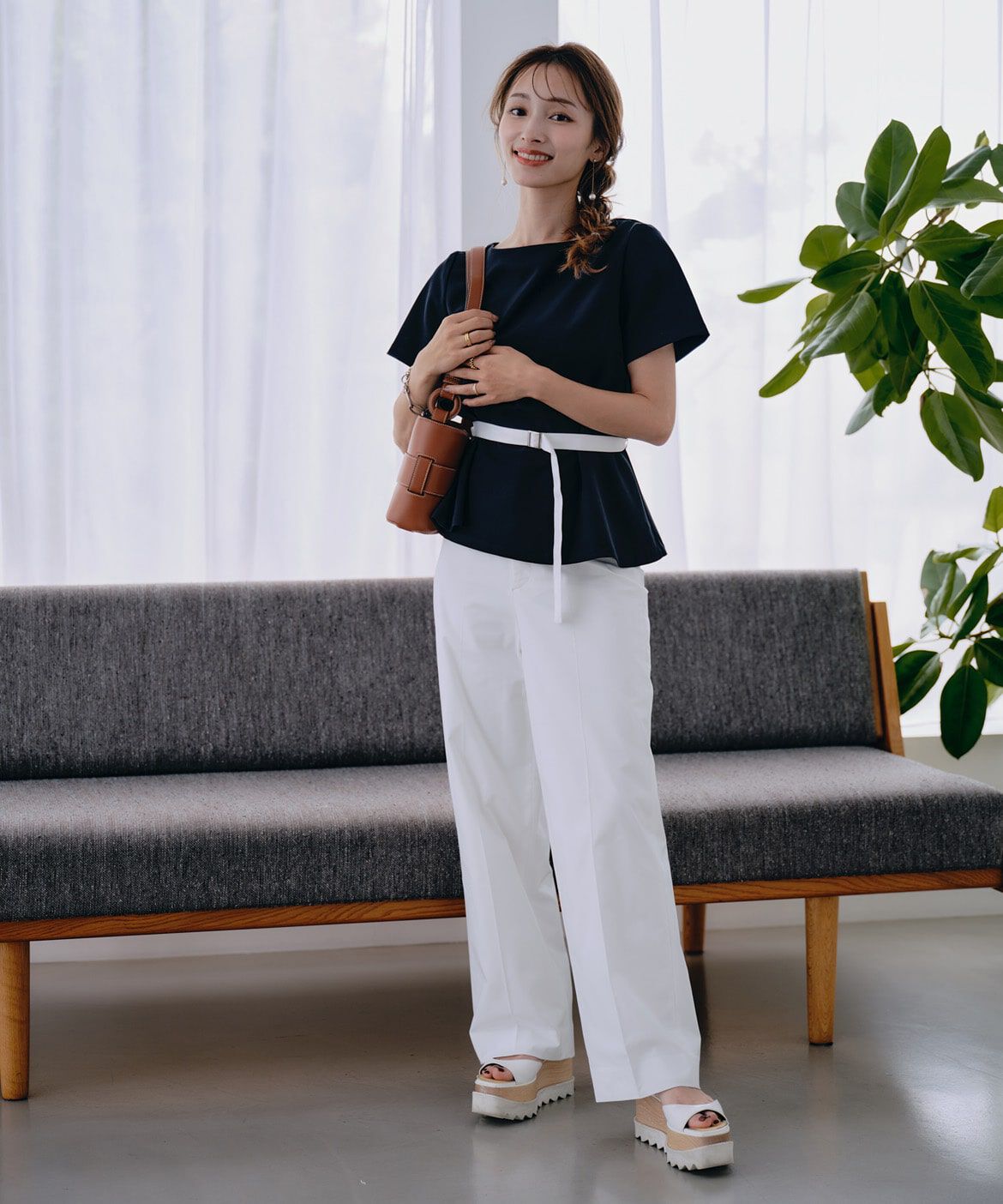 Maglie le cassetto「《M Maglie le cassetto&times;吉田理紗》凛と&ldquo;サマみえ&rdquo;ペプラムブラウス」|シャツ・ブラウス|