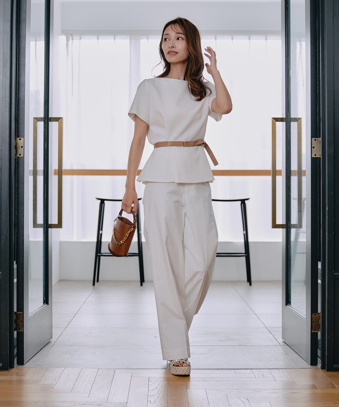 Maglie le cassetto「《M Maglie le cassetto&times;吉田理紗》凛と&ldquo;サマみえ&rdquo;ペプラムブラウス」|シャツ・ブラウス|