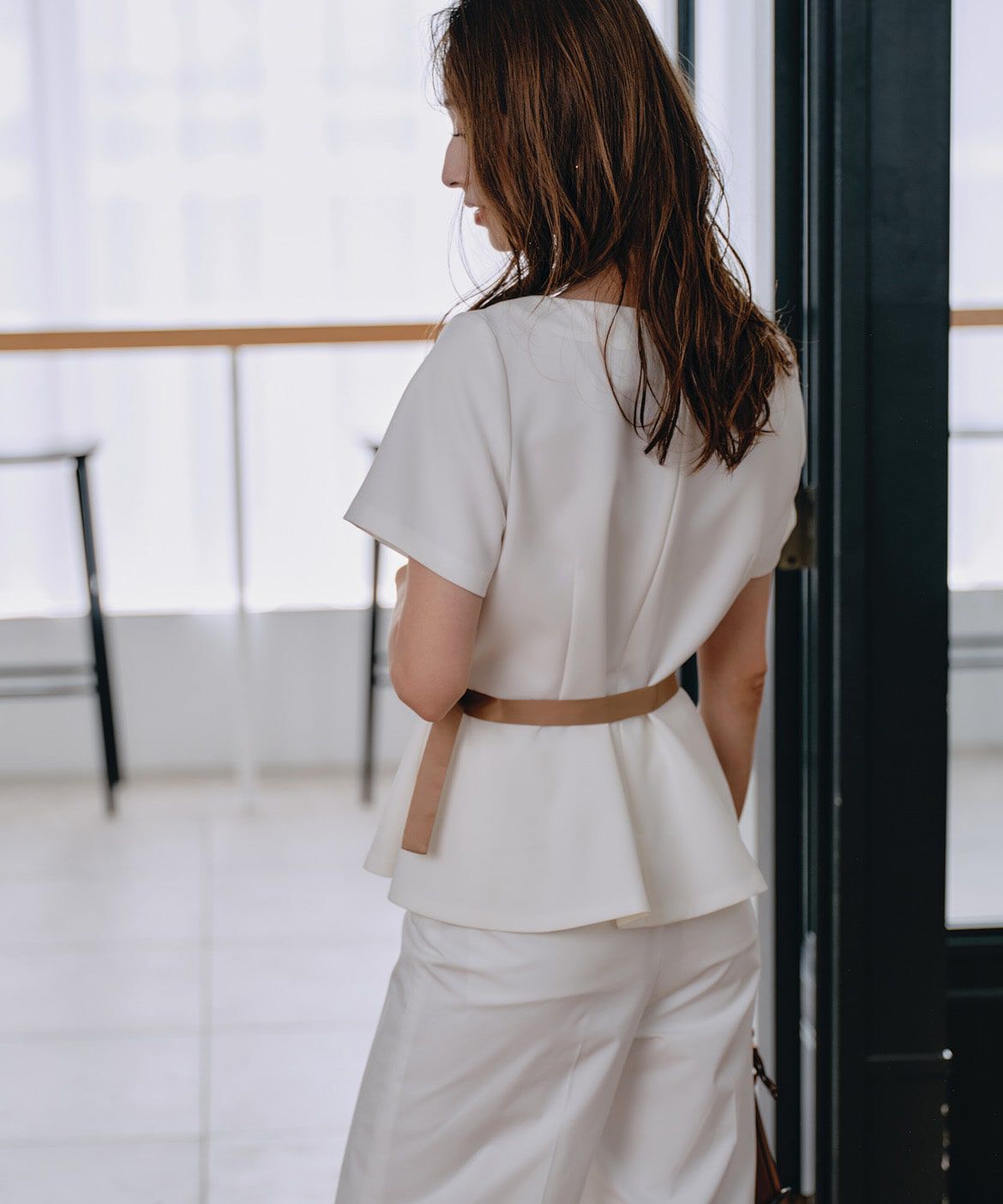 Maglie le cassetto「《M Maglie le cassetto&times;吉田理紗》凛と&ldquo;サマみえ&rdquo;ペプラムブラウス」|シャツ・ブラウス|