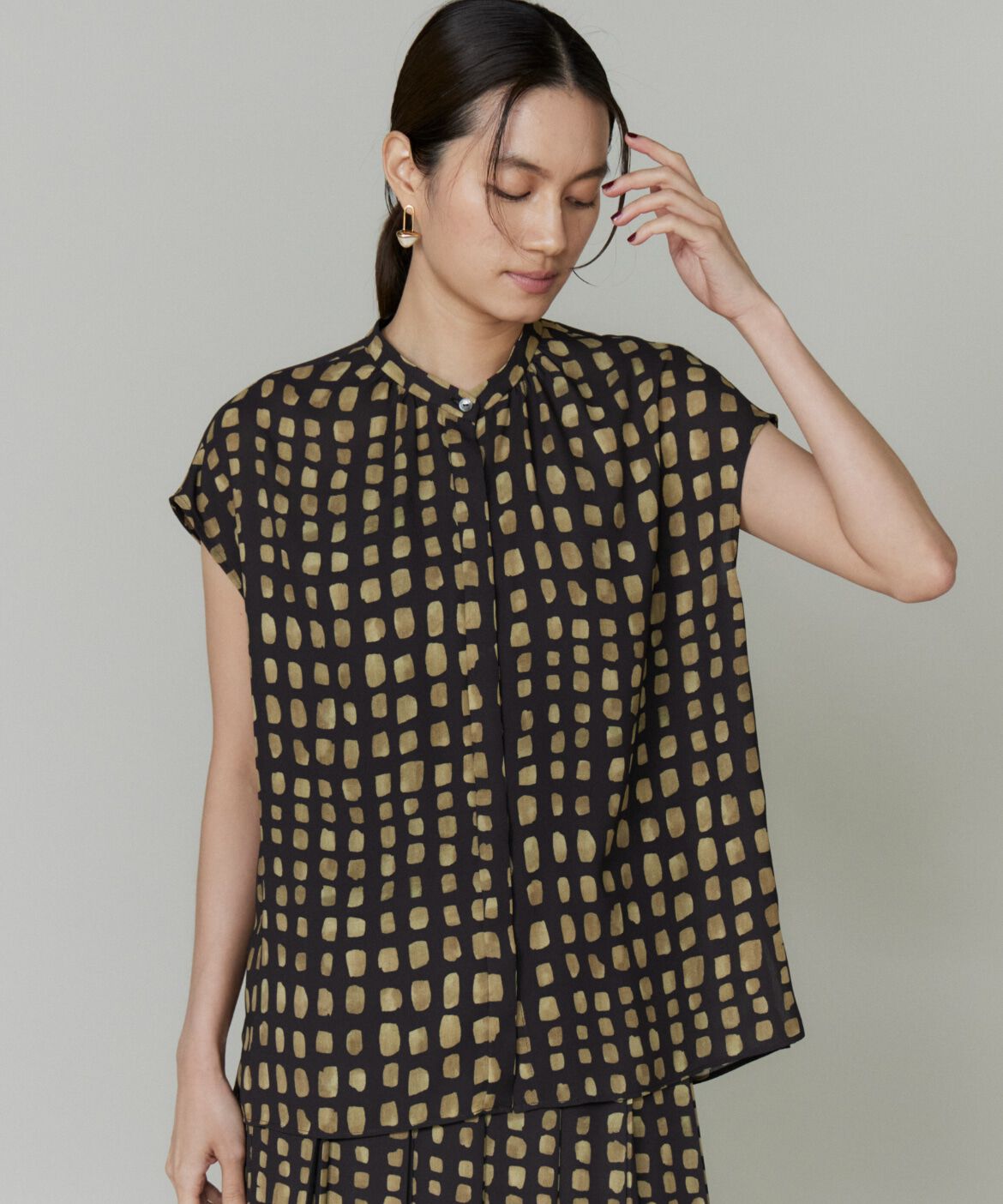 INED「デフォルメチェックプリントブラウス」|シャツ・ブラウス|