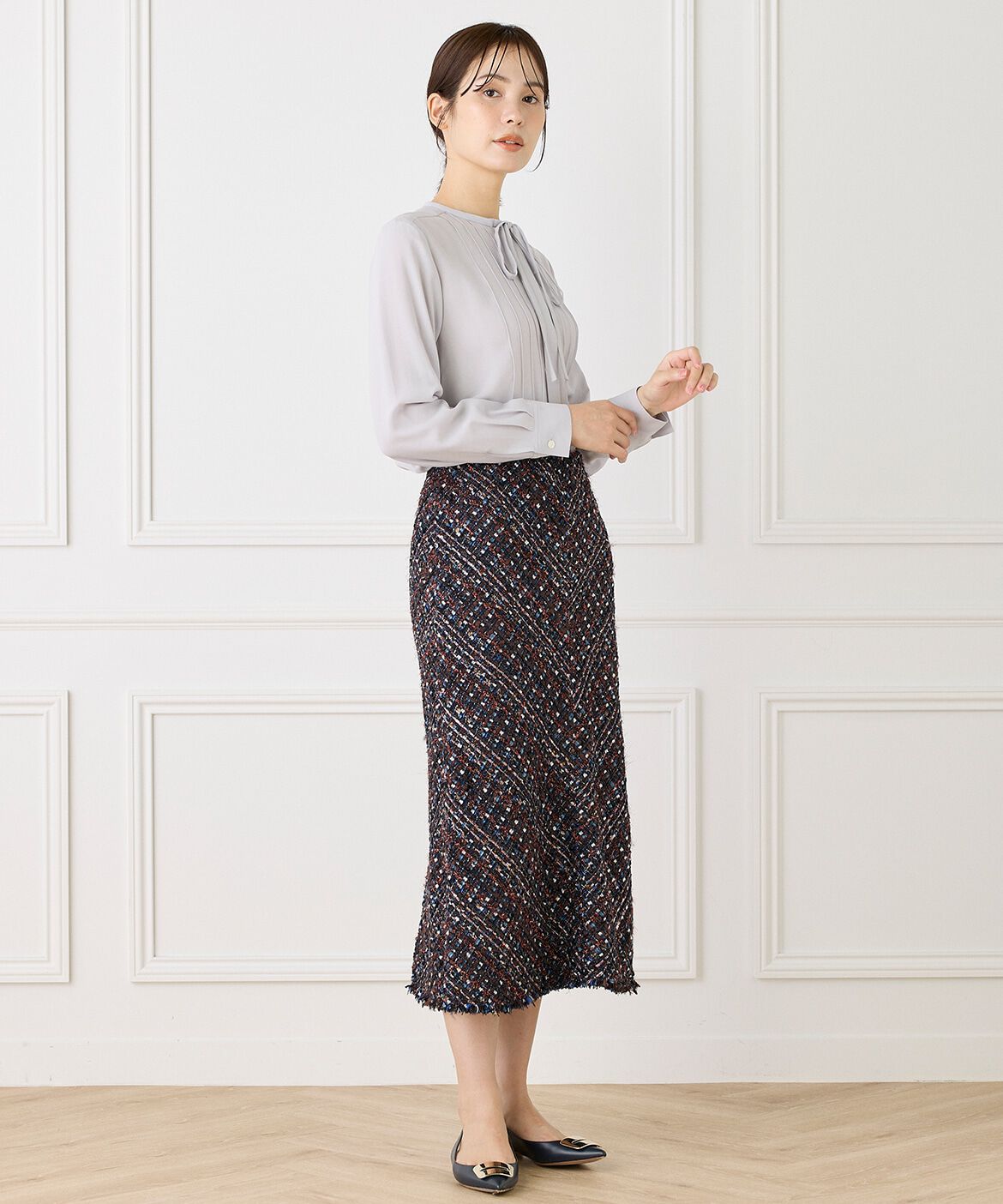 INED「ピンタックボウタイブラウス」|シャツ・ブラウス|