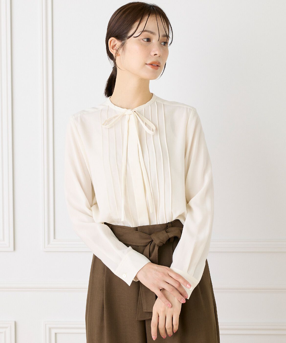 INED「ピンタックボウタイブラウス」|シャツ・ブラウス|