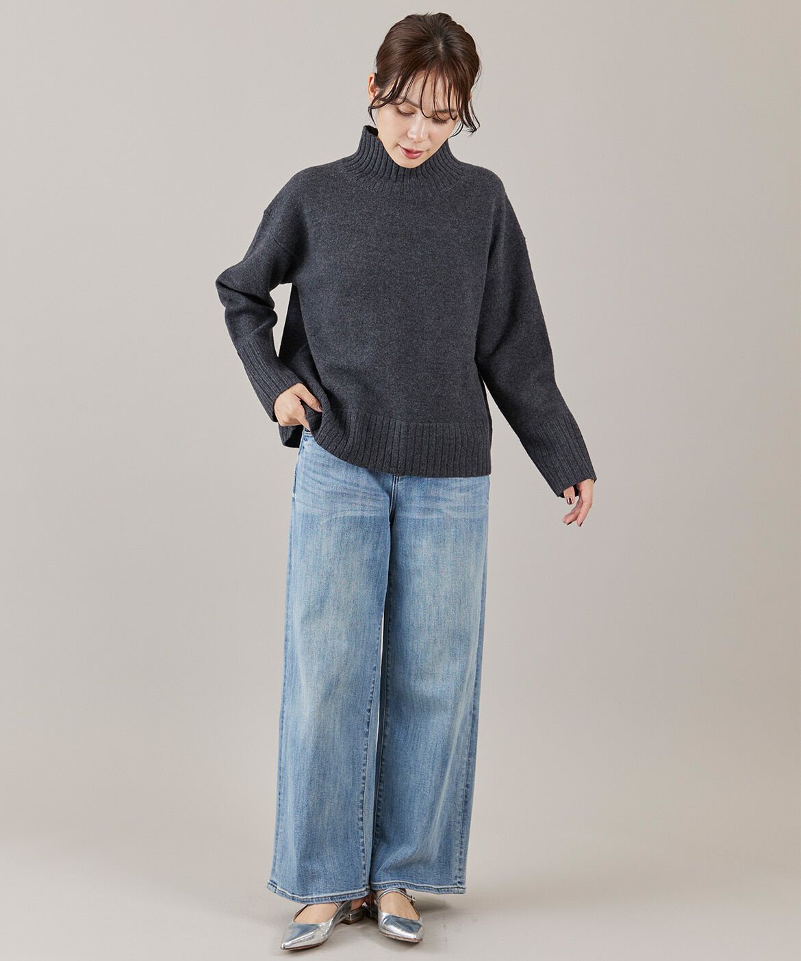 INED「ハイネックプルオーバーニット」|ニット・セーター|