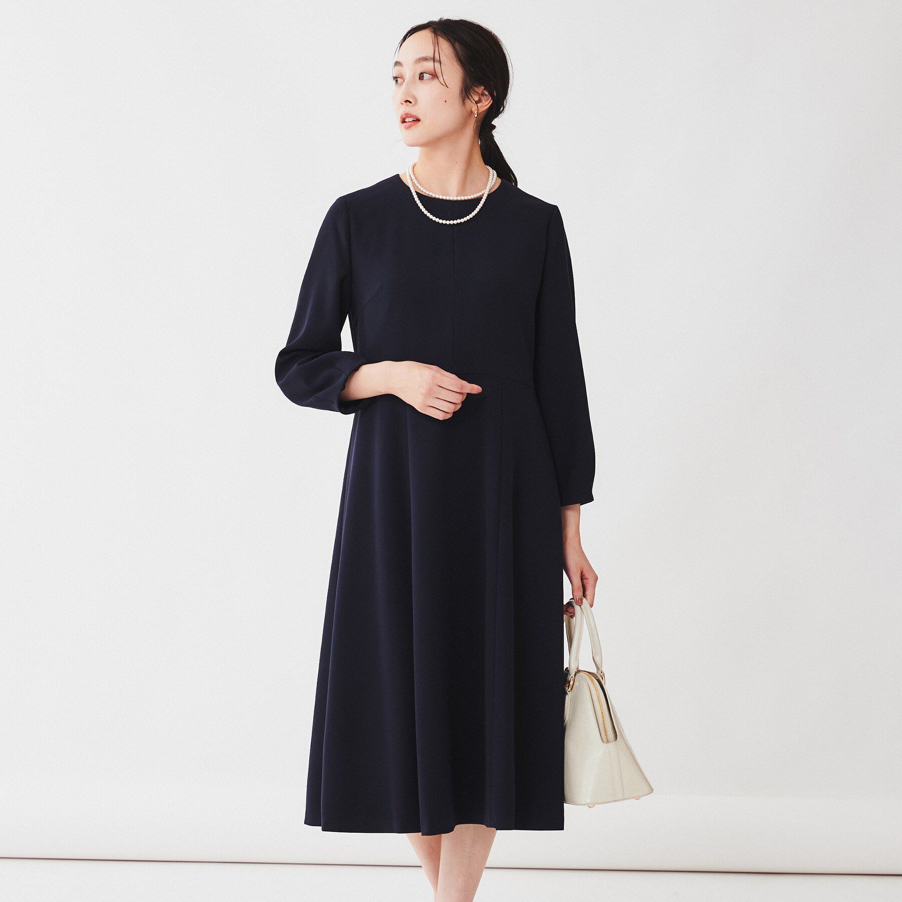 UNTITLED「【通勤】フレアワンピース」|ワンピース|ネイビー(094)