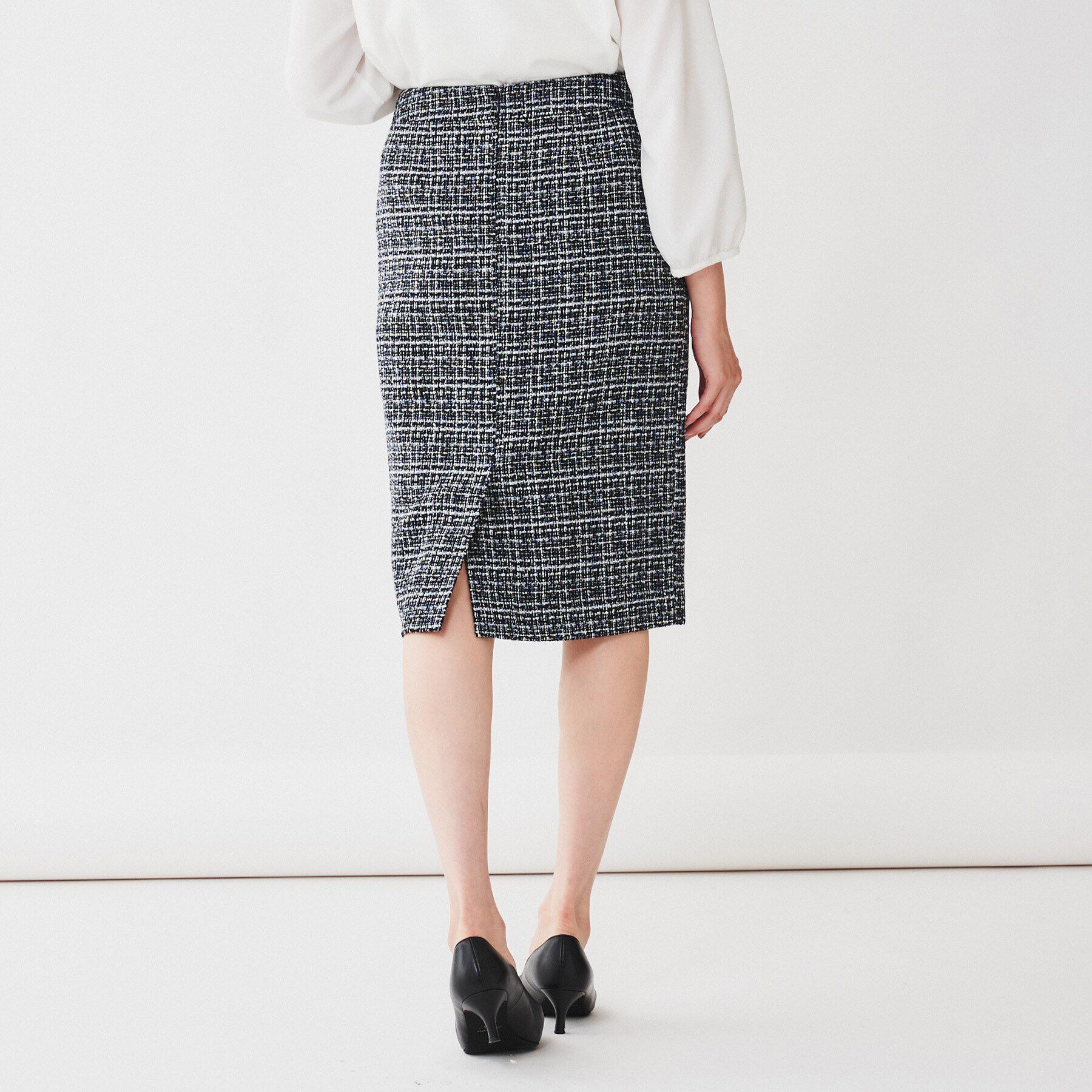 UNTITLED「【入卒／セレモニー／通勤】ラメツイードタイトスカート」|スカート|