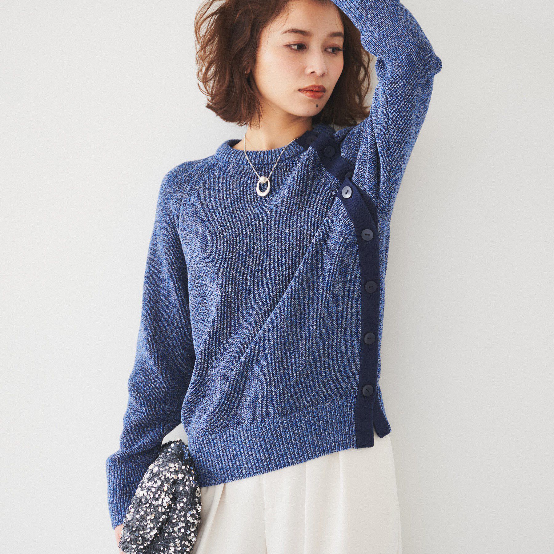 UNTITLED「【手洗い可/春夏素材】ミックスカラー プルオーバーニット」|ニット・セーター|