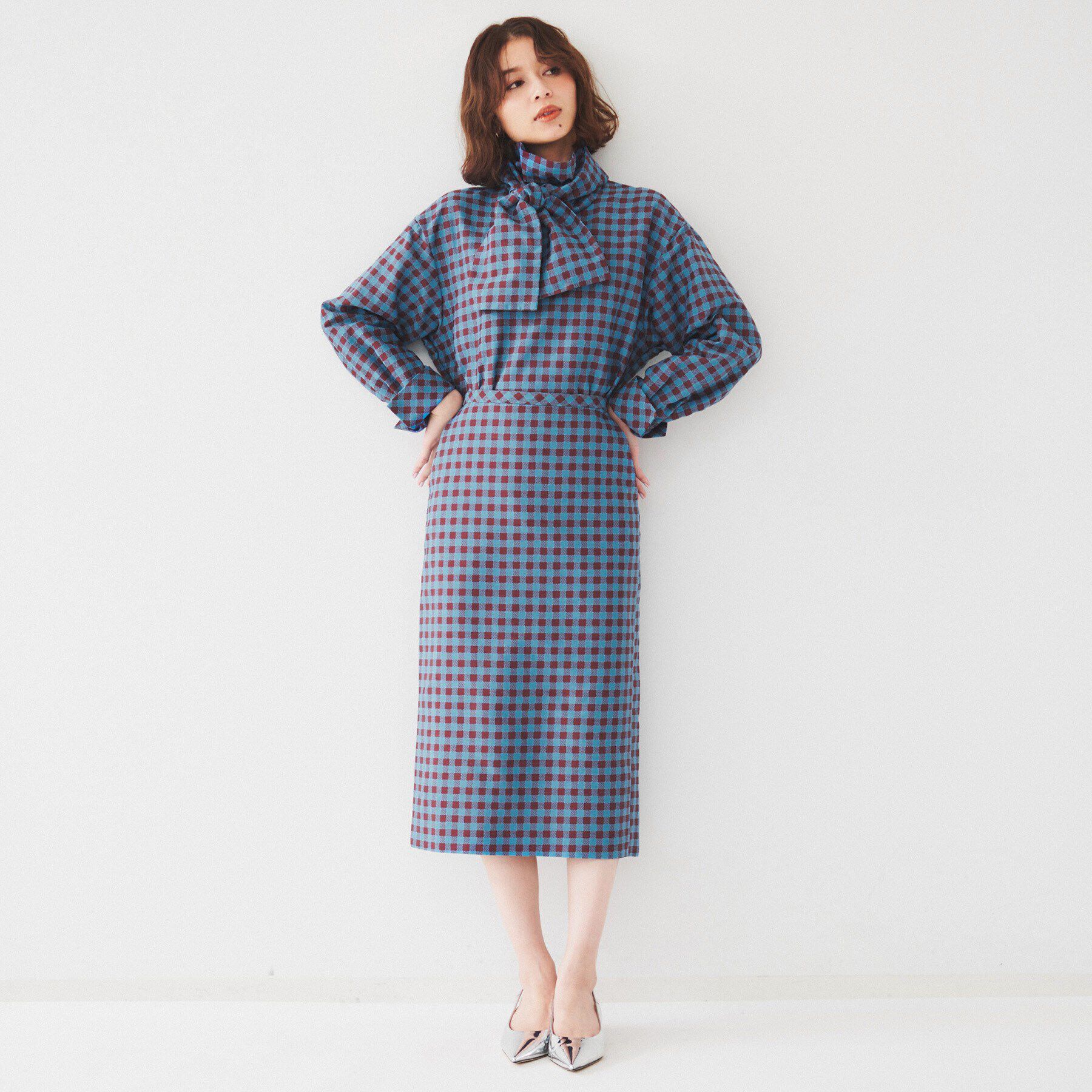 UNTITLED「【セットアップ可能】ギンガムチェック ペンシルスカート」|スカート|