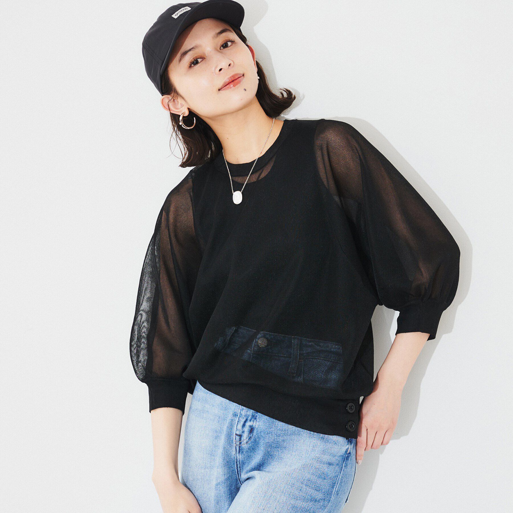 UNTITLED「【Munich】シアーパフスリーブプルオーバー」|Tシャツ・カットソー|