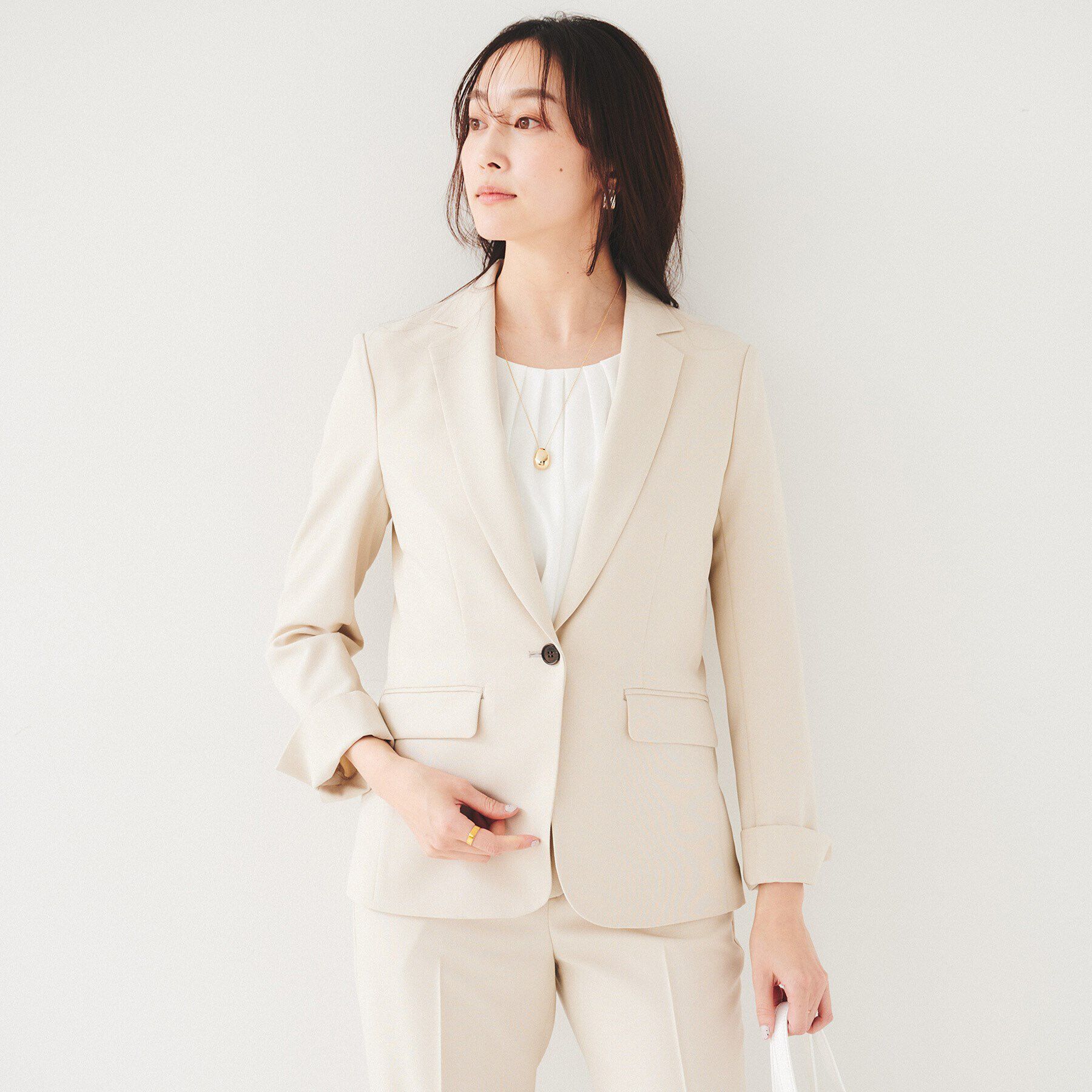 UNTITLED「【セットアップ可能】リネンライク テーラードジャケット」|テーラードジャケット|ライトベージュ(05
