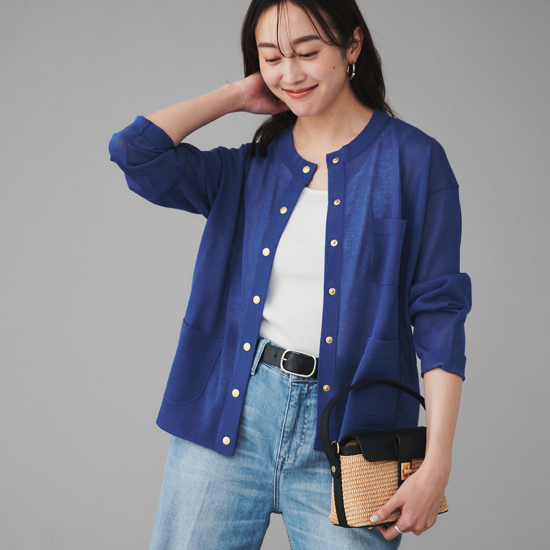 UNTITLED「【 TRADITIONAL WEATHERWEAR 】ARKLEY KNIT シアーカーディガン」|カーディガン|ブルー(093)