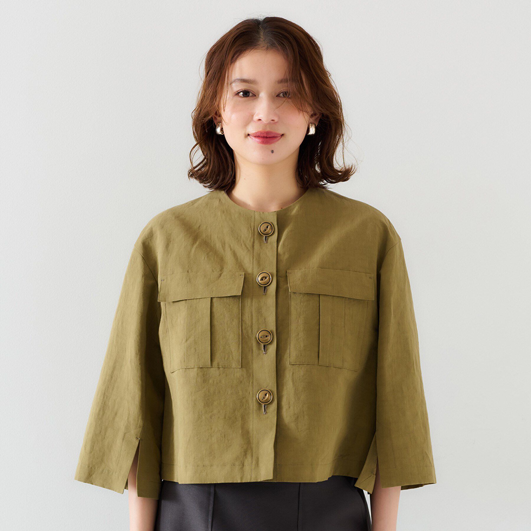 UNTITLED「【トレンド/七分袖】タイプライター ノーカラージャケット」|ノーカラージャケット|