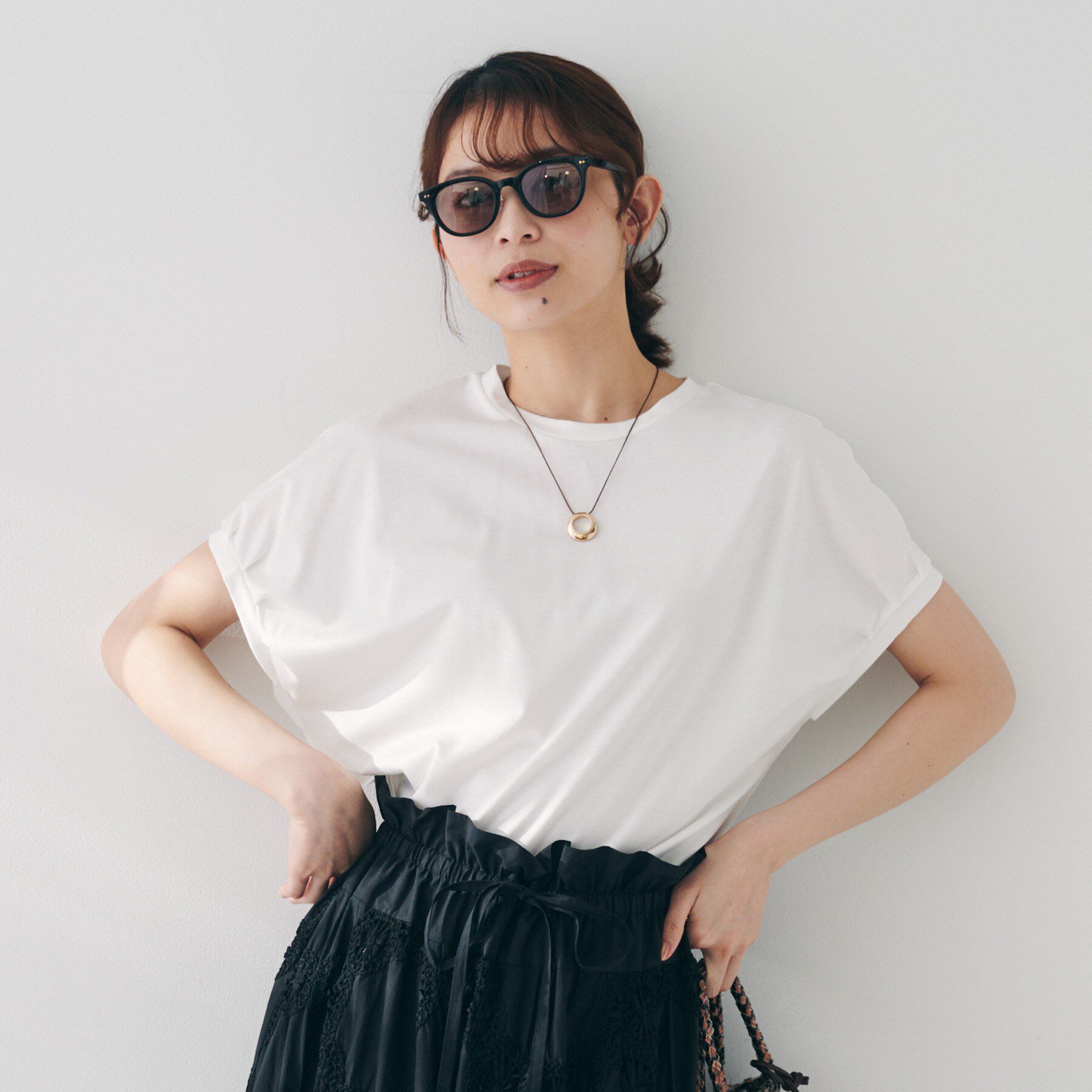 UNTITLED「【体型カバー/洗える】スリーブミニタックプルオーバー」|Tシャツ・カットソー|オフホワイト(003