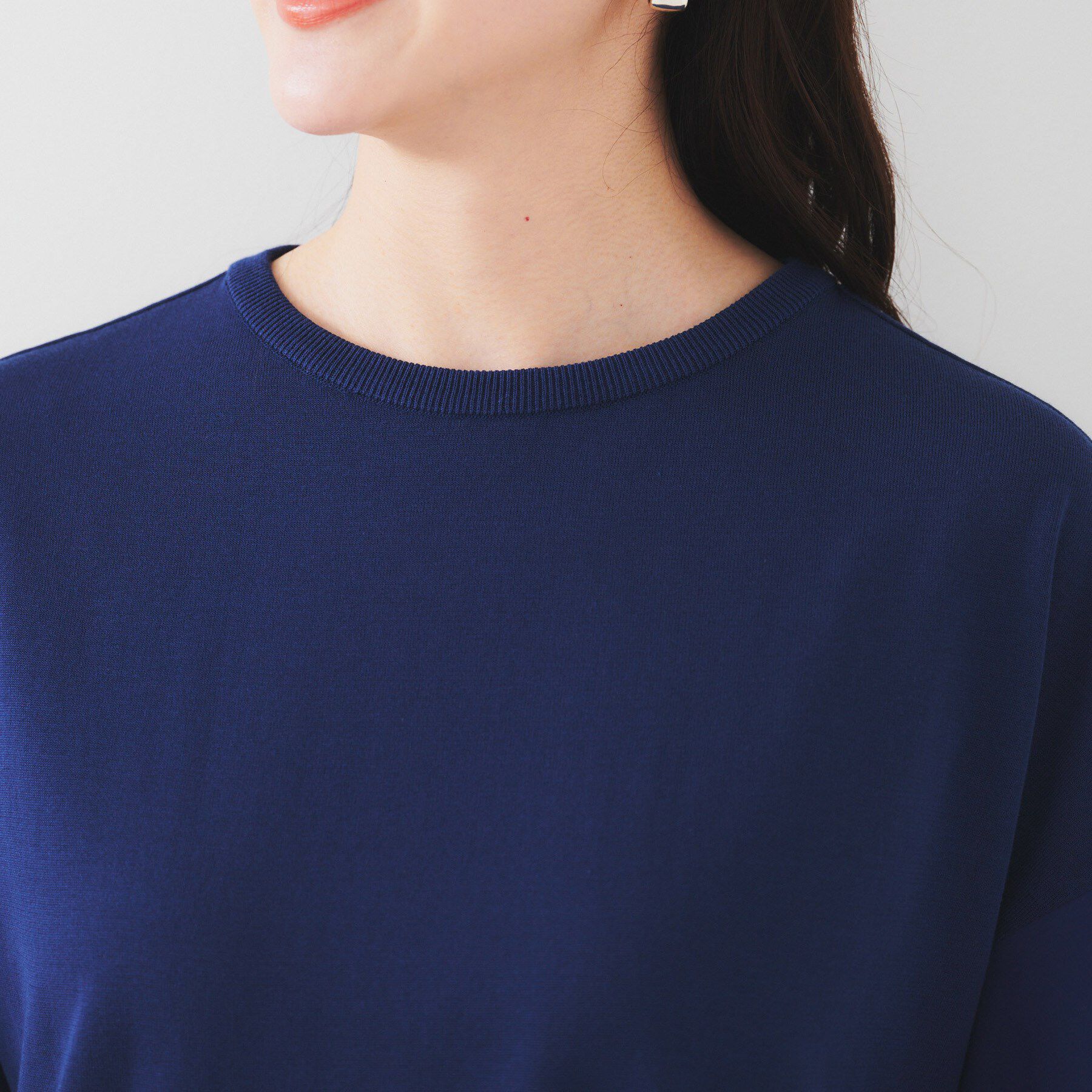 UNTITLED「【洗える/体型カバー】袖異素材プルオーバーニット」|ニット・セーター|