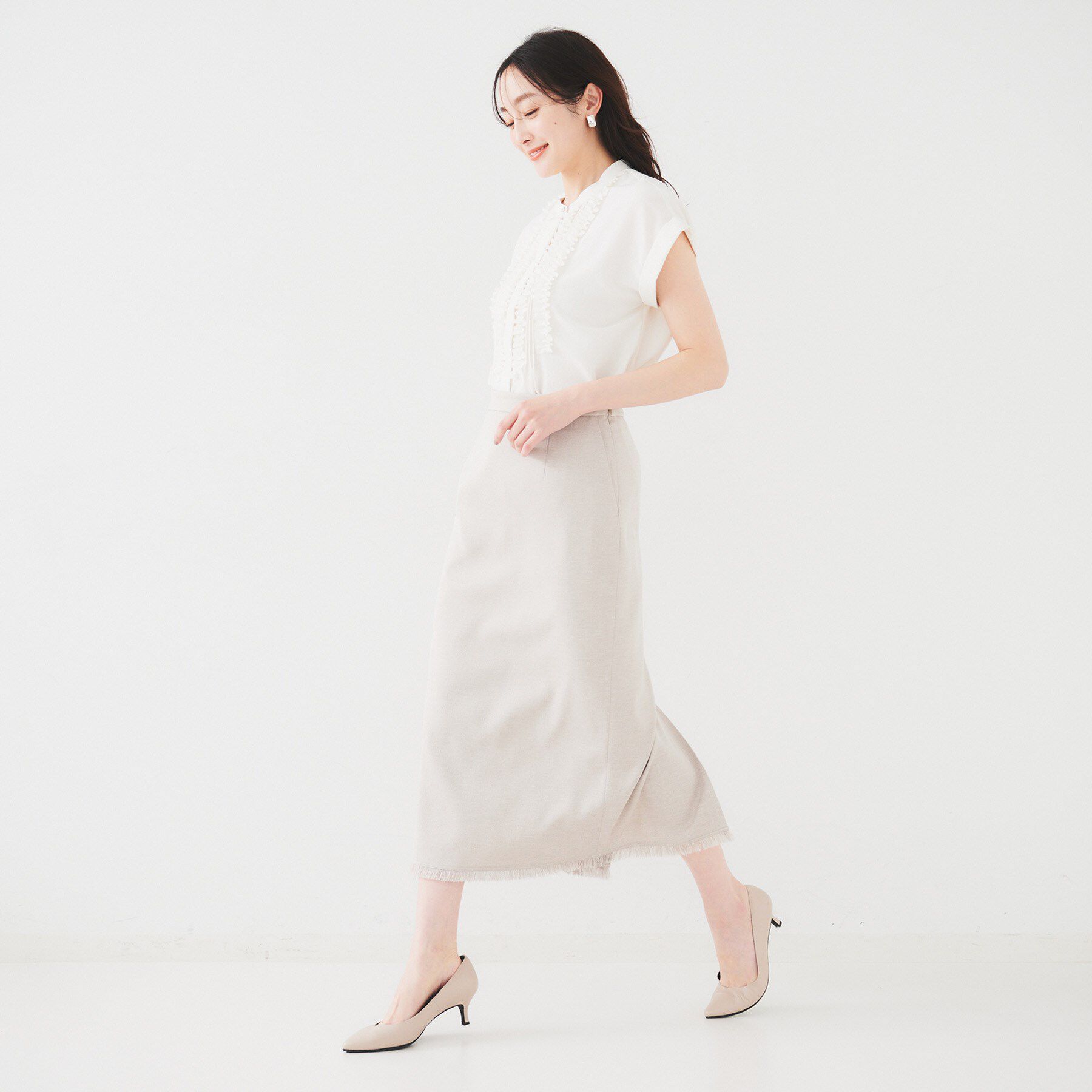 UNTITLED「【吸水速乾/UVケア】フィブリルフリルブラウス」|シャツ・ブラウス|