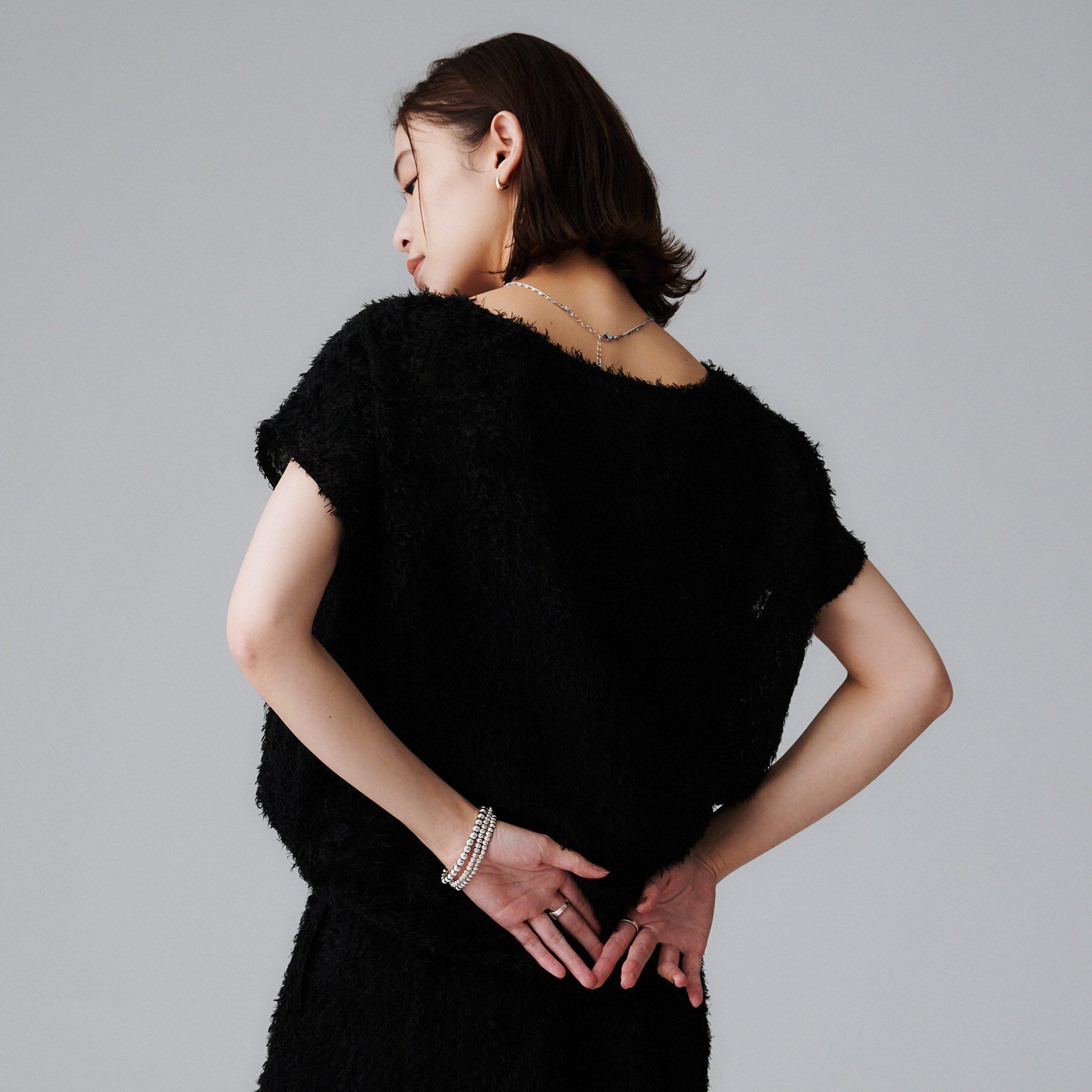 UNTITLED「【セットアップ可/洗える】フェザーフレンチスリーブブラウス」|シャツ・ブラウス|