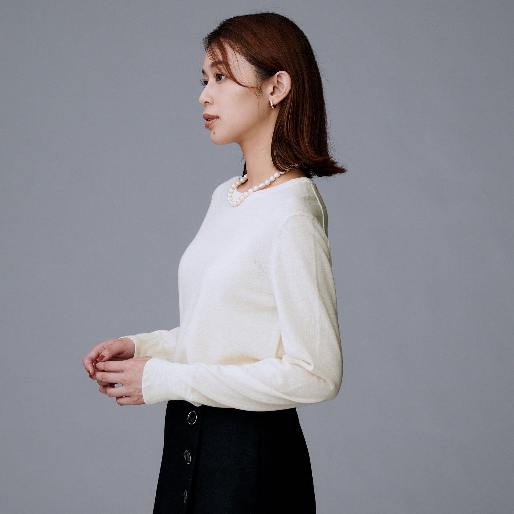 UNTITLED「【アンサンブル可/洗える/ウール100%】クルーネックウールニット」|ニット・セーター|