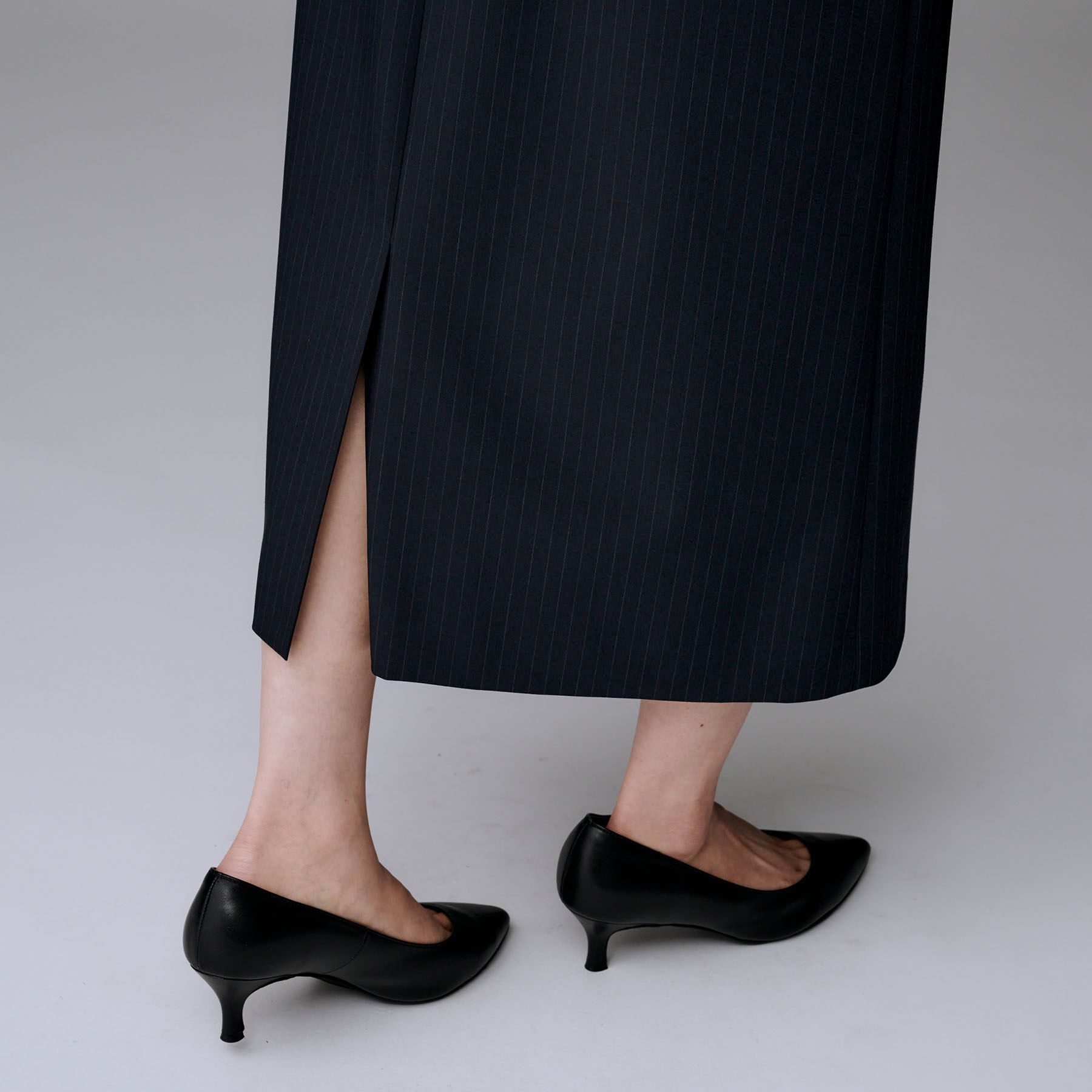 UNTITLED「【洗える/ストレッチ性】スーツライク ストライプワンピース」|ワンピース|