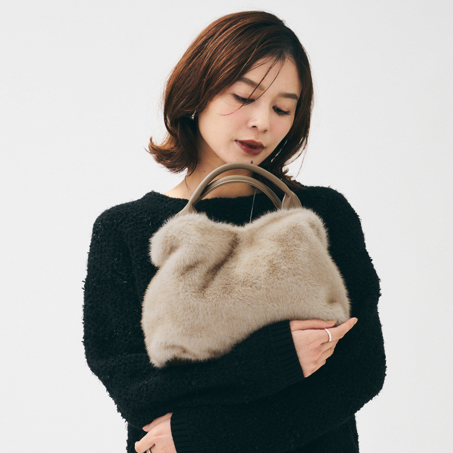 UNTITLED「ミニフェイクファーショルダー」|ハンドバッグ|