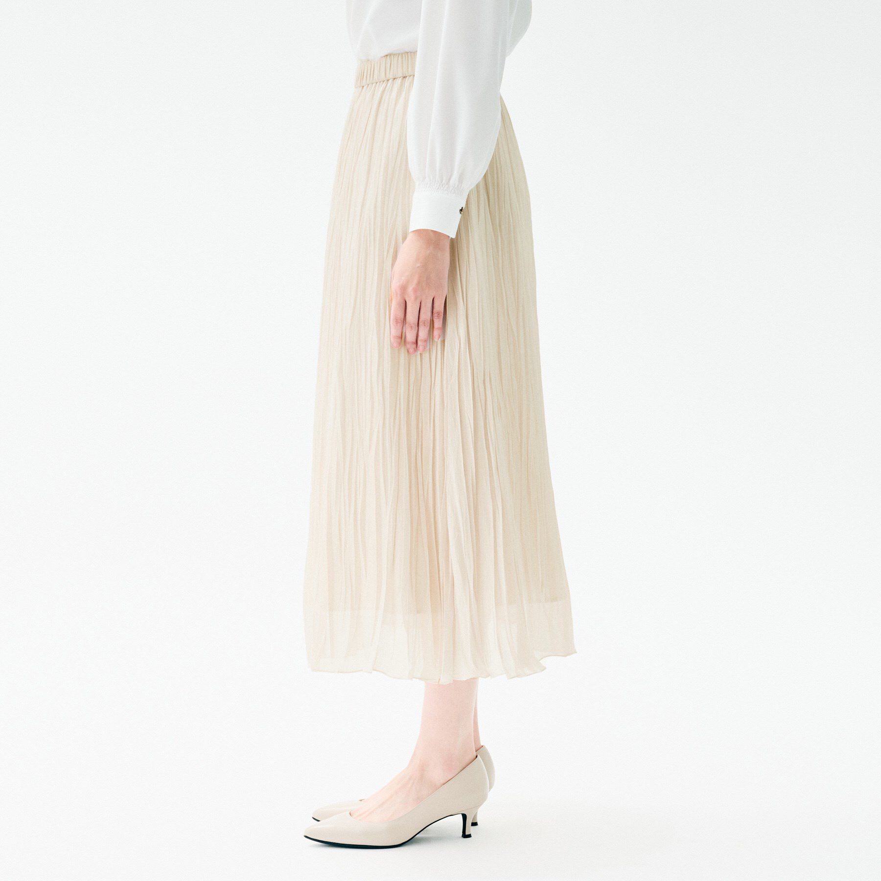 UNTITLED「【ウエストゴム/洗える/シアー】シャイニープリーツスカート」|スカート|