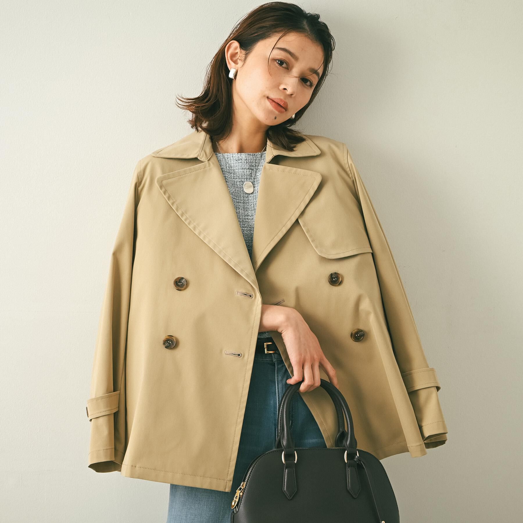 UNTITLED「【定番人気/はっ水/洗える】タスランショートトレンチコート」|トレンチコート|