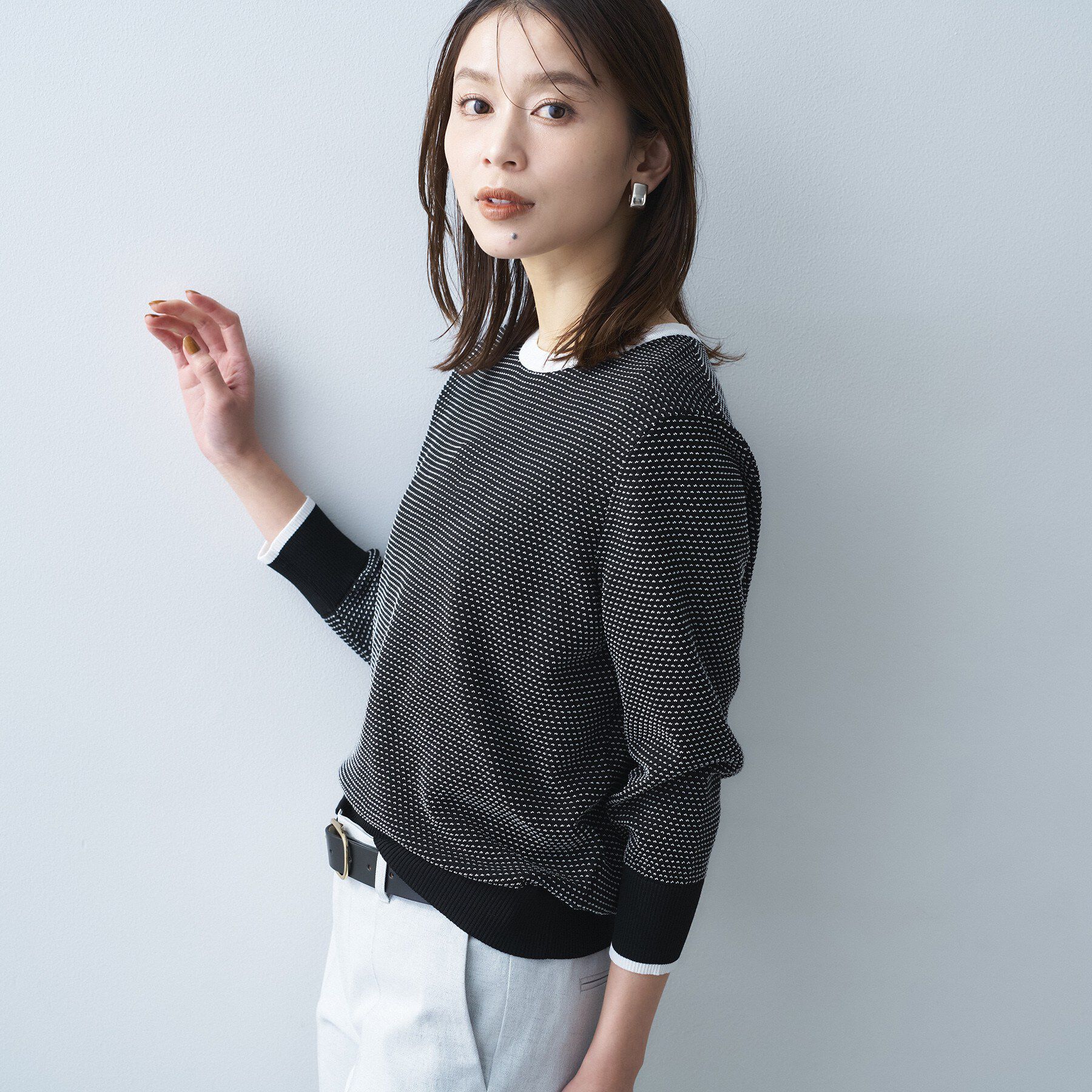 UNTITLED「配色ハイゲージニットトップス」|ニット・セーター|