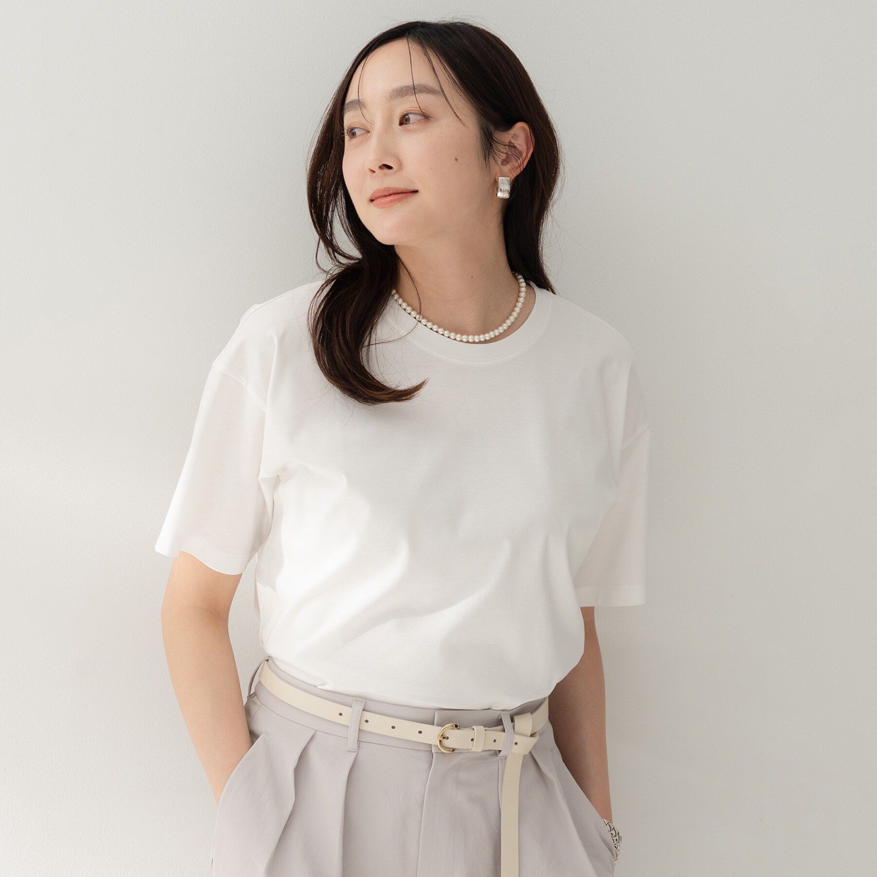 UNTITLED「コットンベーシックカットソー」|Tシャツ・カットソー|ホワイト(001)