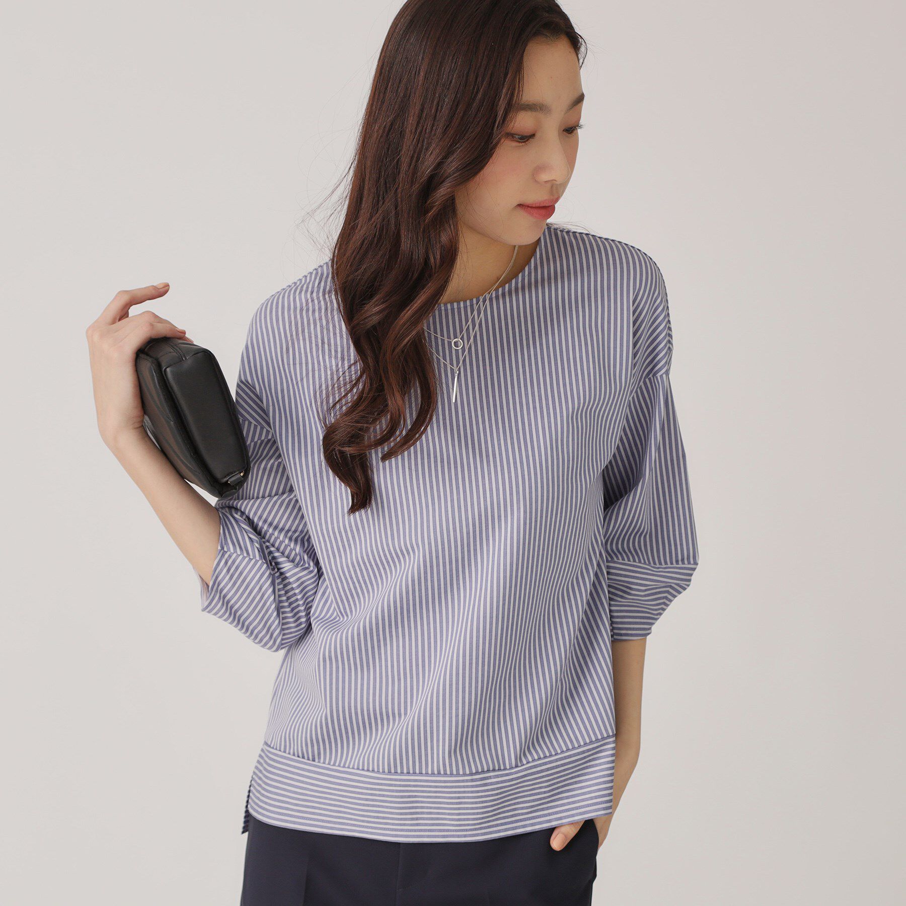 COUP DE CHANCE「【洗える／日本製／】ストライプ柄ジャージのトップス」|Tシャツ・カットソー|