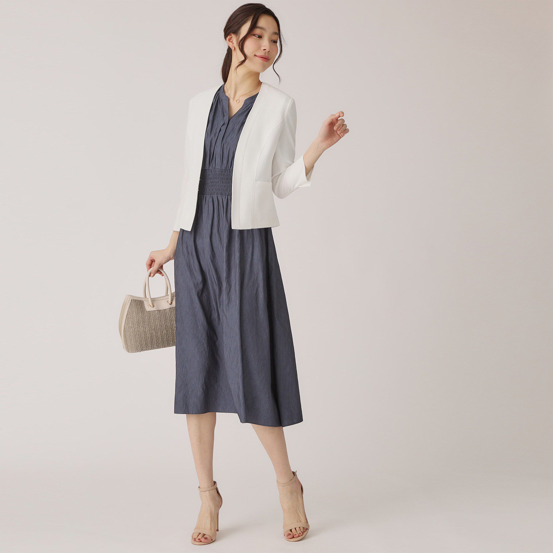 COUP DE CHANCE「【洗える／裏なし】ゴムシャーリングデザインのワンピース」|ワンピース|