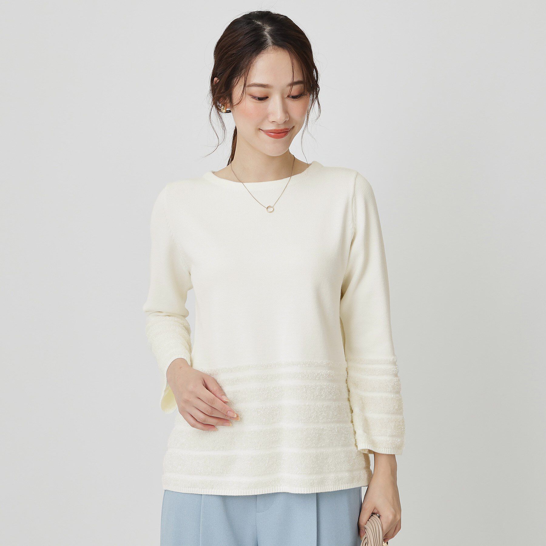 COUP DE CHANCE「【手洗い可】ラメフェザーデザイン ニットトップス」|ニット・セーター|