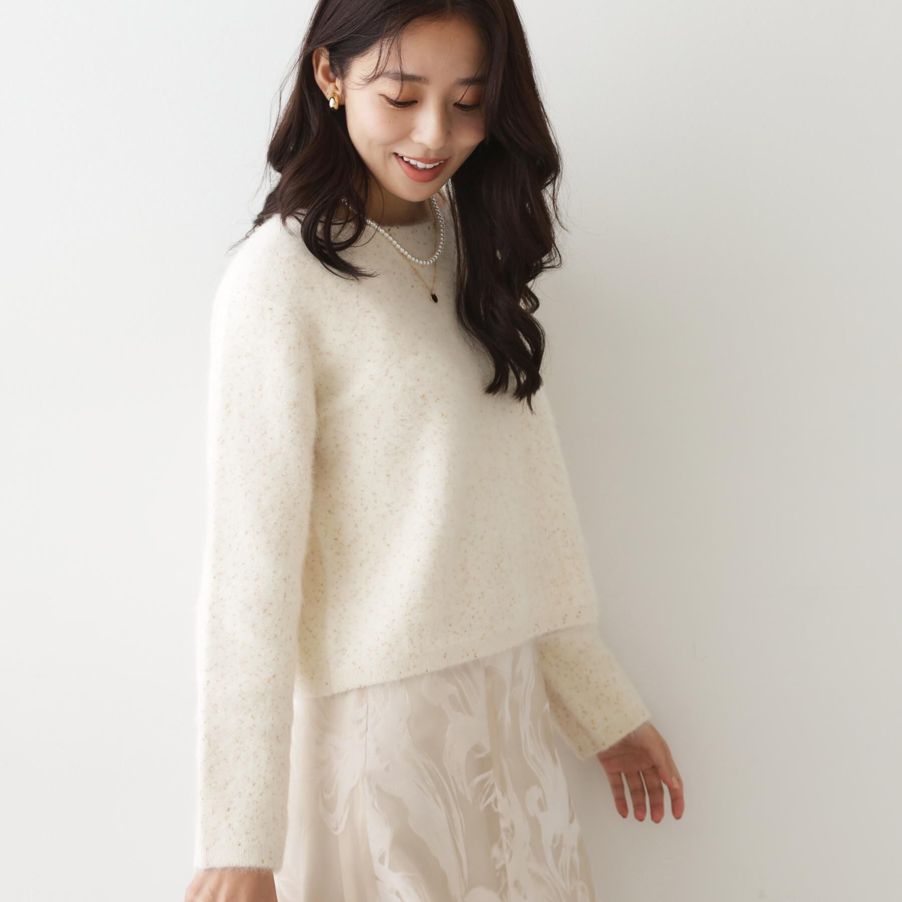 COUP DE CHANCE「【フォックス混／軽い着心地】ショート丈ニットトップス」|ニット・セーター|