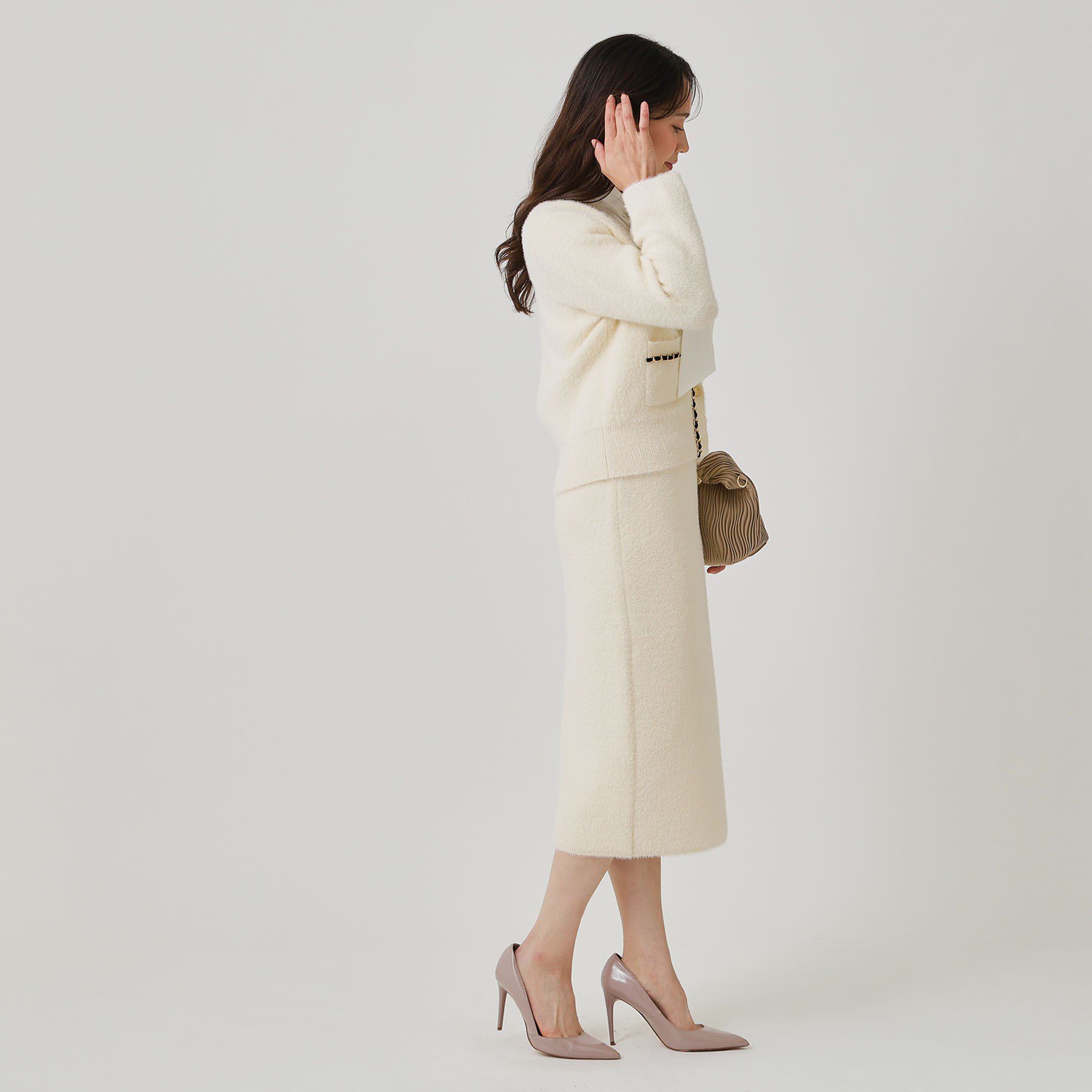 COUP DE CHANCE「【手洗い可／セットアップ可】フェザーモールのニットスカート」|スカート|