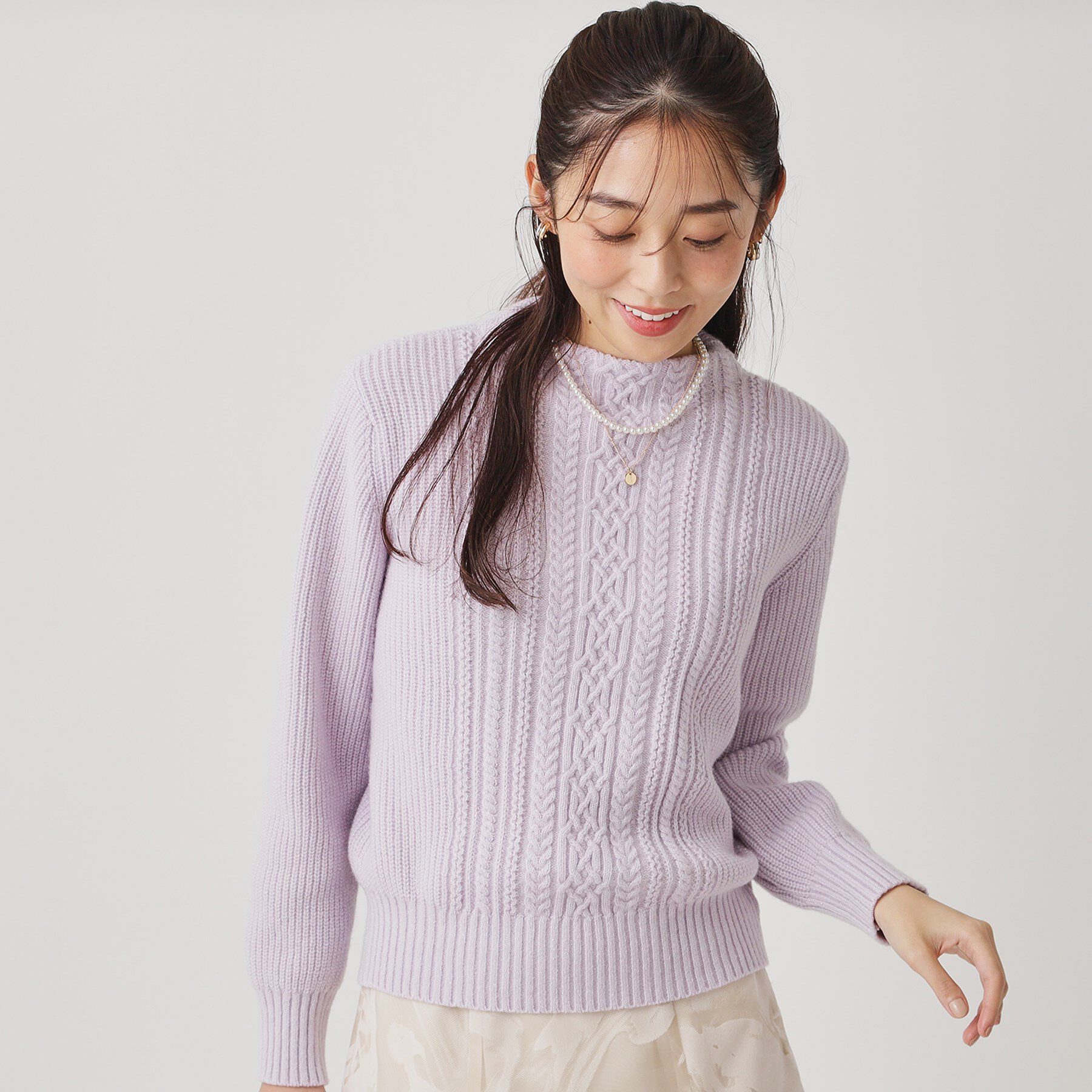COUP DE CHANCE「【手洗い可／日本製】ケーブルデザインのニットトップス」|ニット・セーター|