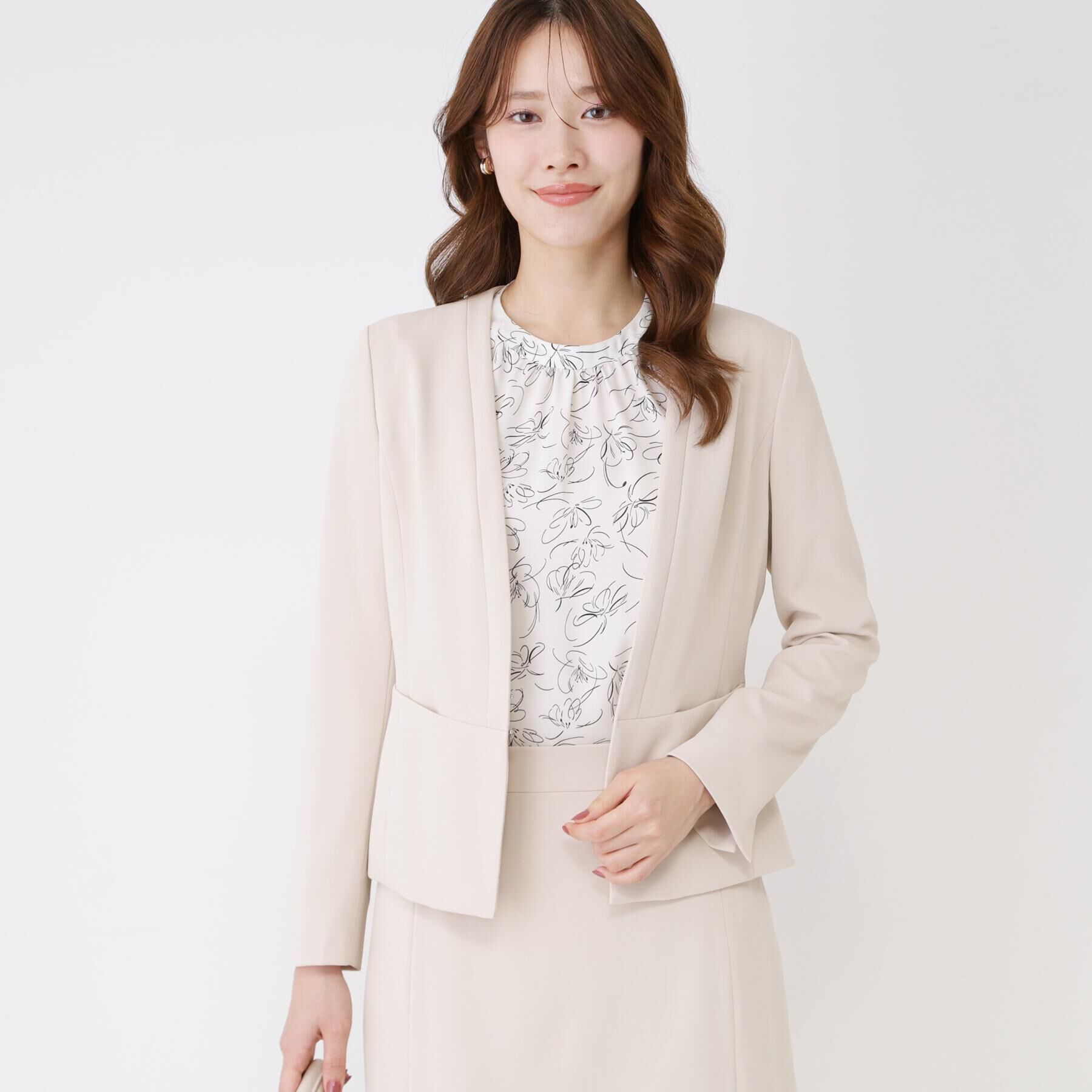 COUP DE CHANCE「【手洗い可／日本製／伸縮性／スーツ可】カラーレスジャケット」|ノーカラージャケット|