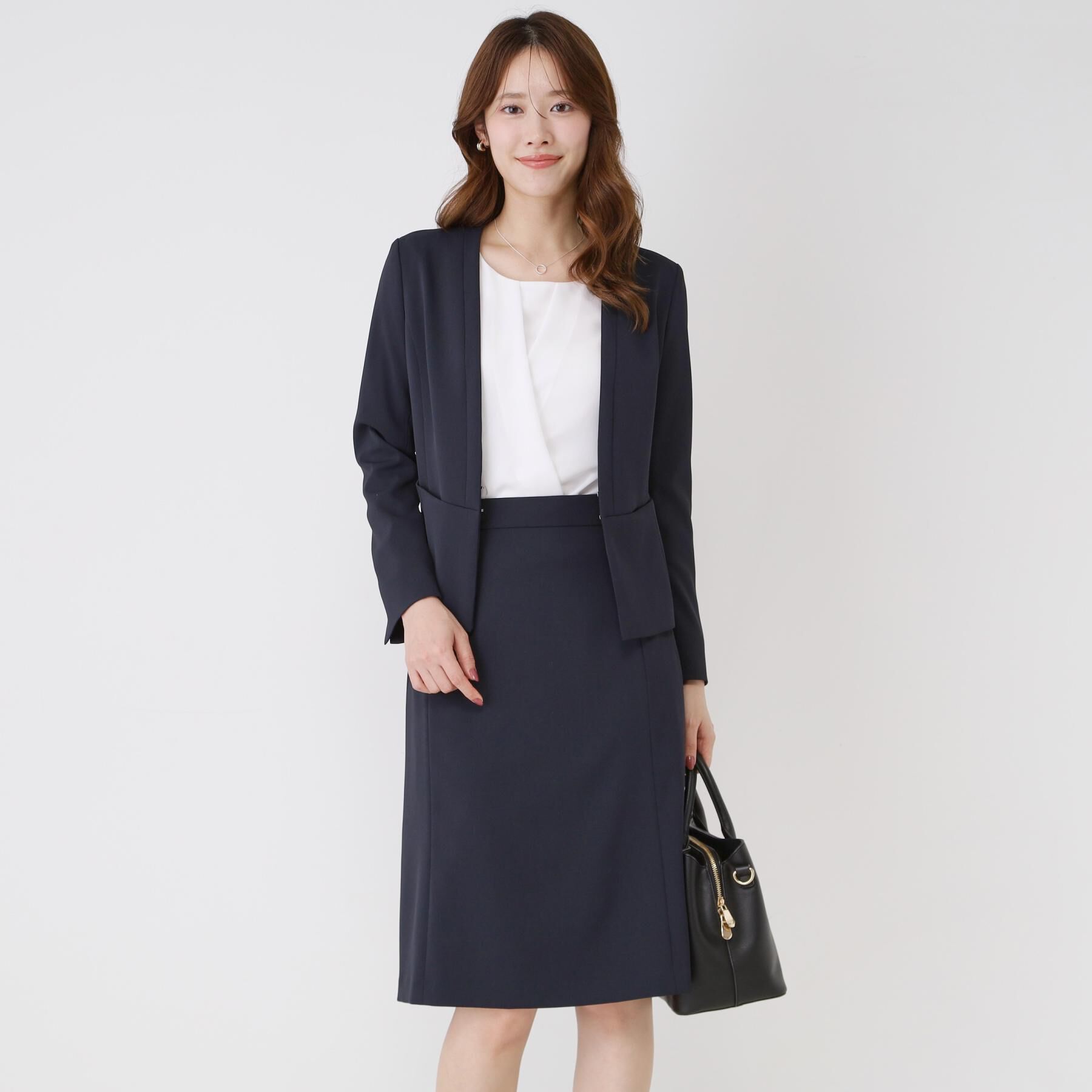 COUP DE CHANCE「【手洗い可／日本製／伸縮性／スーツ可】カラーレスジャケット」|ノーカラージャケット|